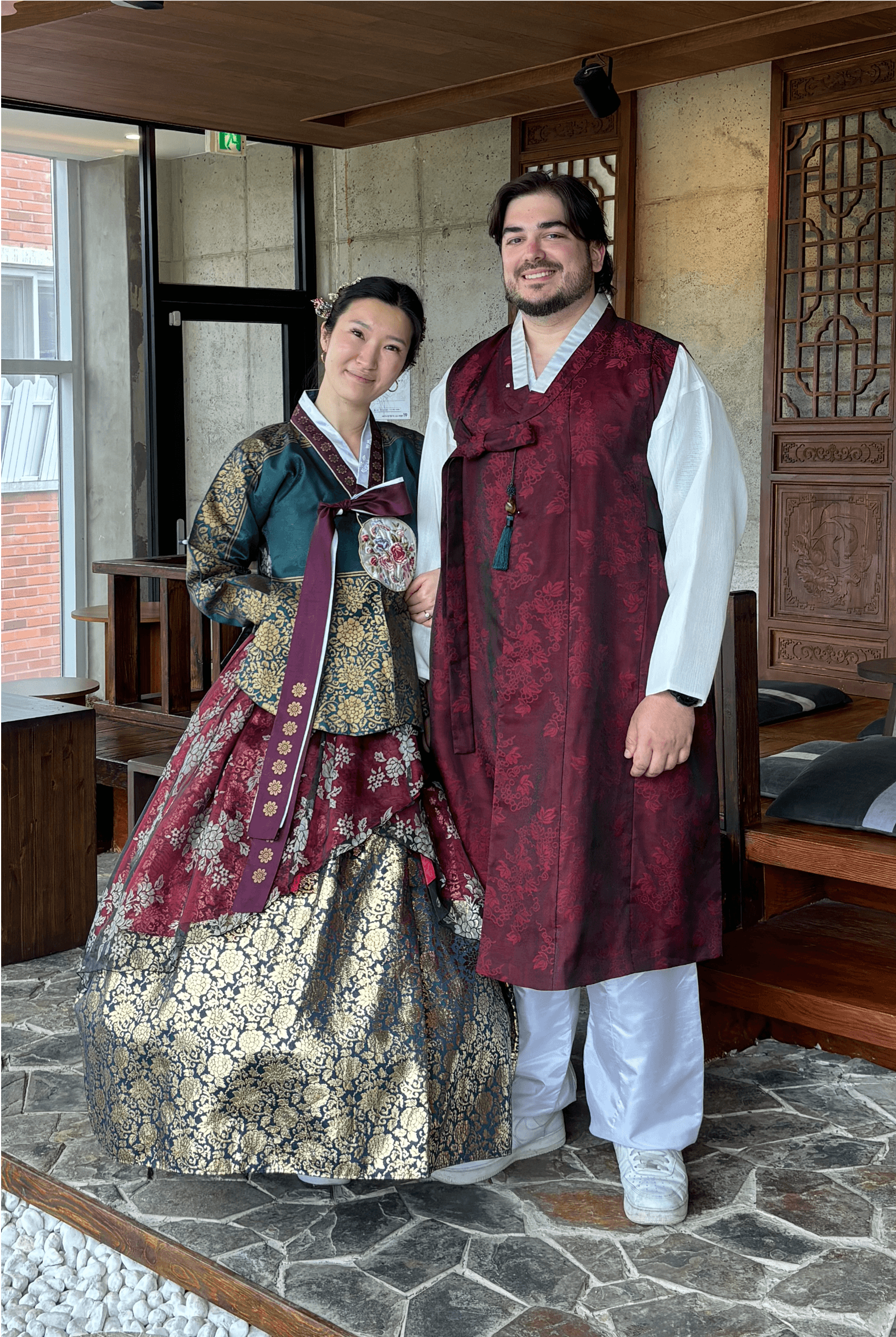 Michael and Jenna in traditional Korean attire